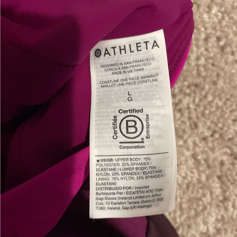 Athleta Coastline One Piece Swimsuit Electric Fuchsia Color Block Size L  NWT - Picture 6 of 6